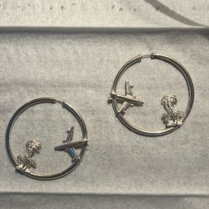 925 sterling silver hoops “flying off to Panama”, beautiful,artsy,bohemian,fun.